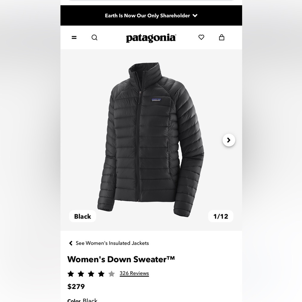 Women’s small Patagonia lightweight puff